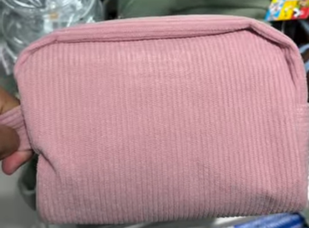 [DAISO] Corduroy Pouch Pink